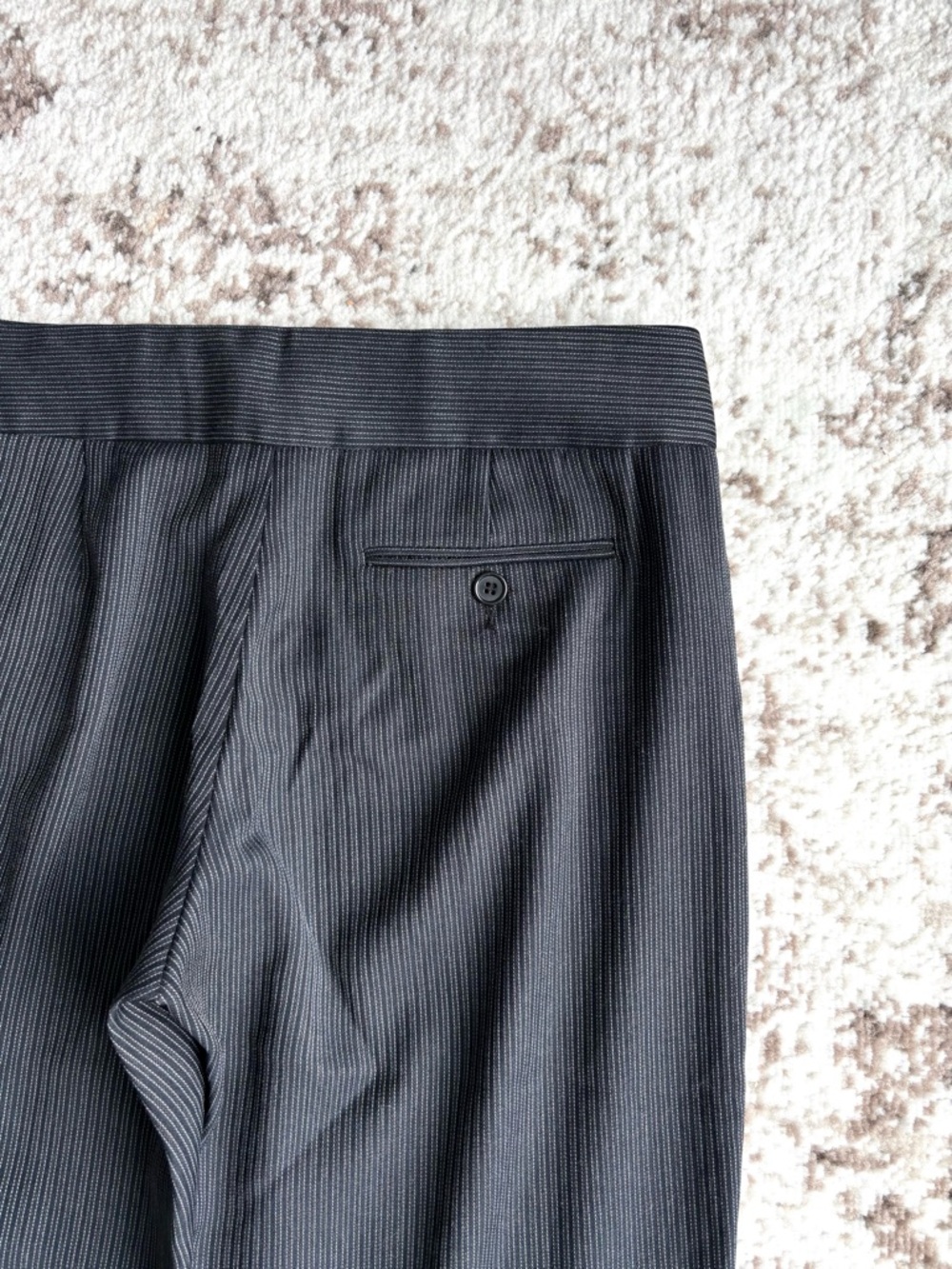BCBGMAXAZRIA 90s Low-rise Pinstripe Wool-blend Flare Trousers - Picture 7 of 8